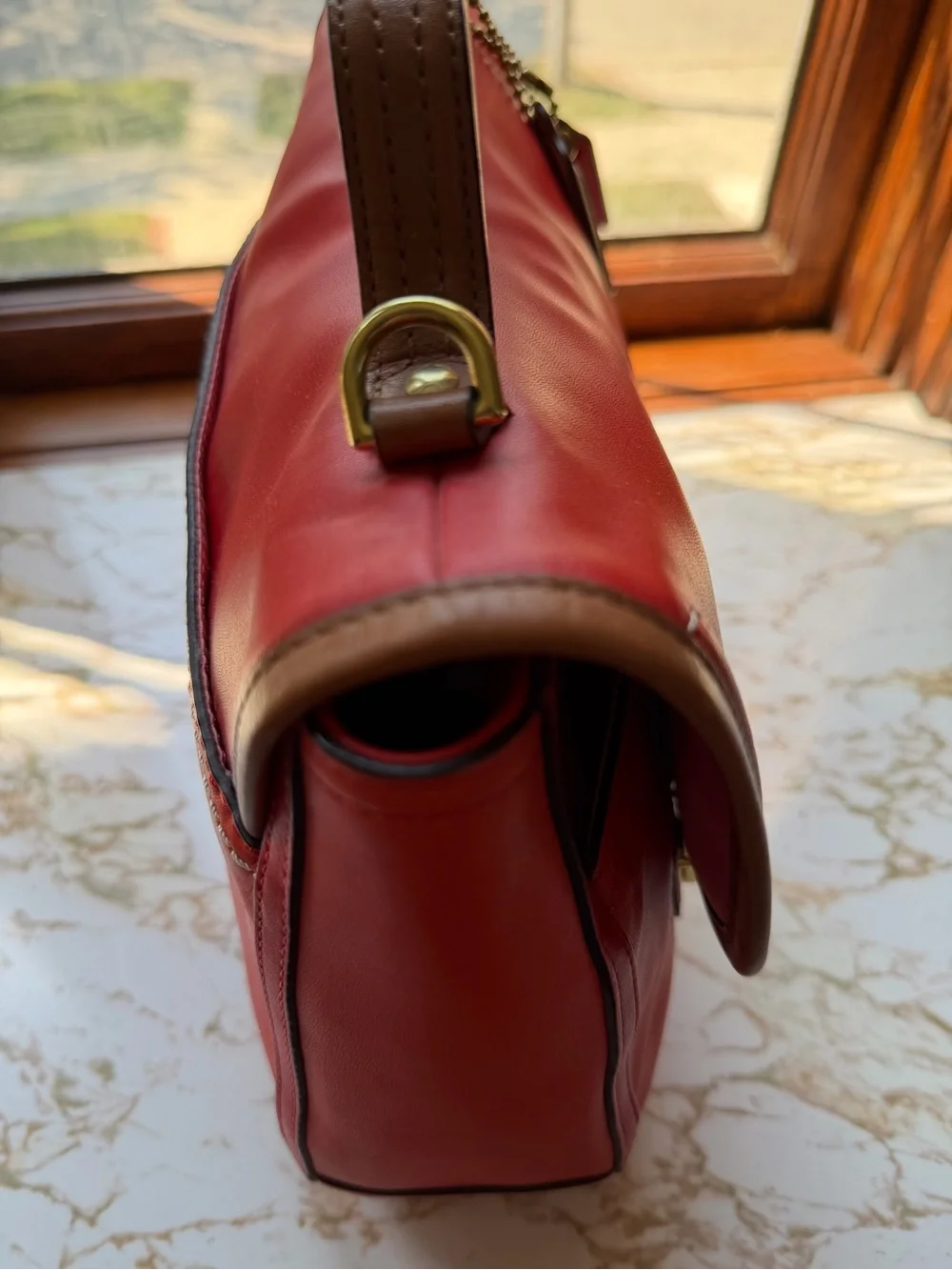 Vintage Coach Poppy Colorblock Dylan Flap Satchel - Red & Orange Leather